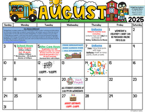 ✨August 2025 Activity Calendar ✨ ✨Welcome back Bulldogs!✨